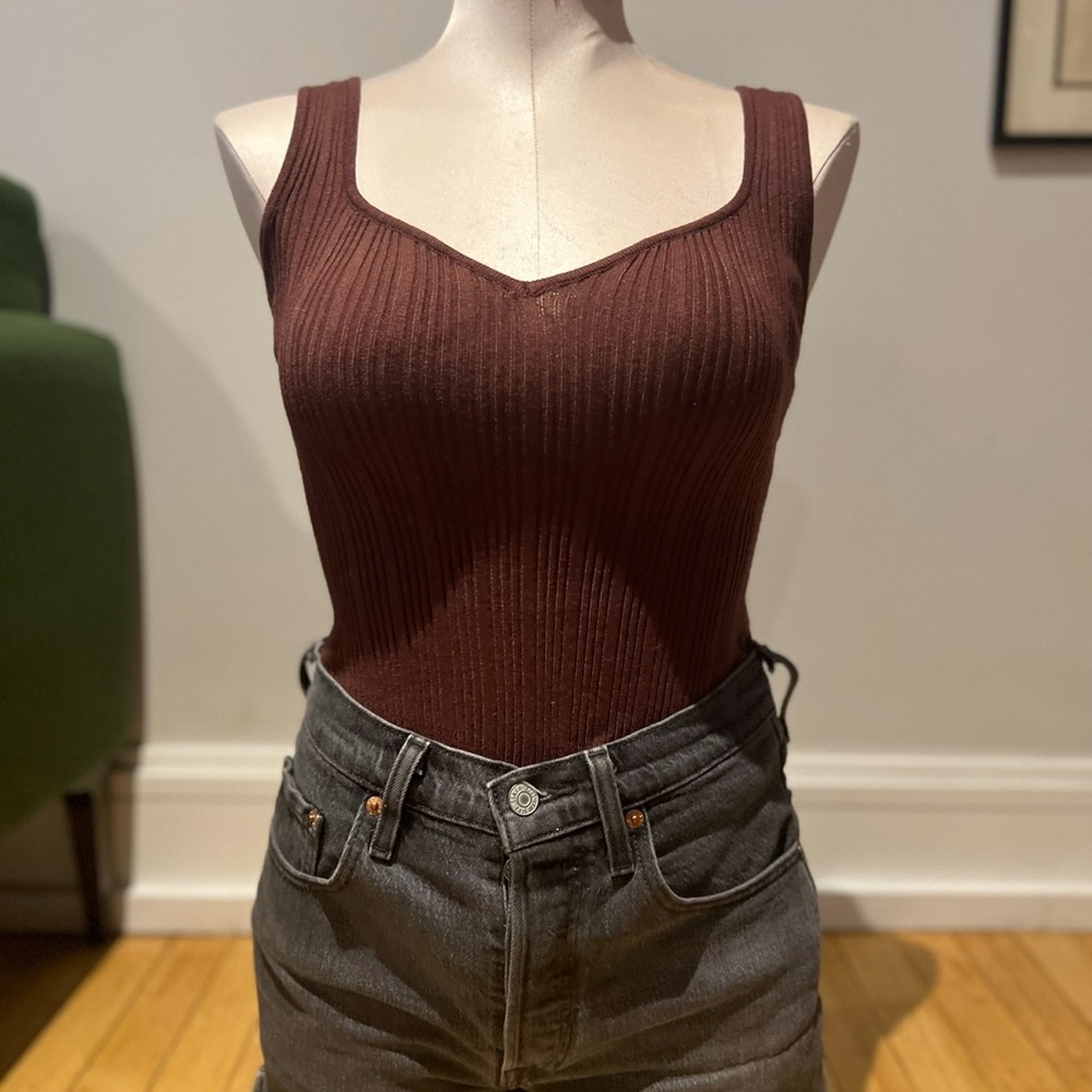 Women's Ribbed Brown bodysuit
